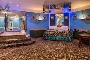 Blue Romantic Theme Suite With Hot Tub And Fireplace