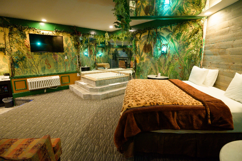 Jungle Theme Suite With Hot Tub And Fireplace